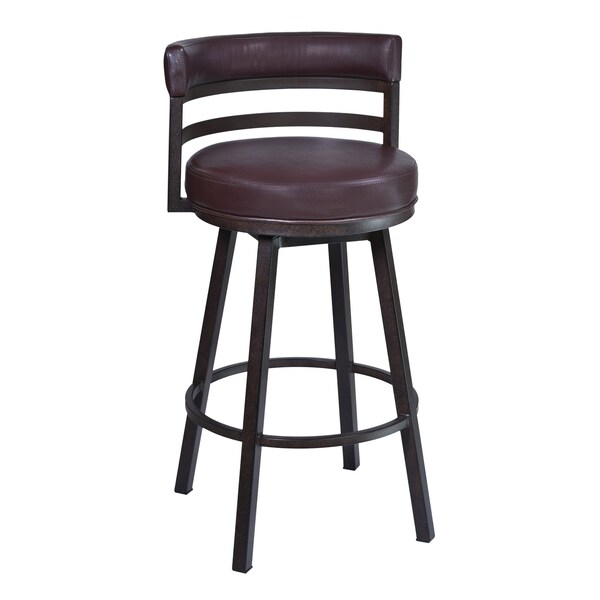 Armen Living Titana 30" Barstool in Auburn Bay finish with Brown Pu upholstery 721535746859 - main